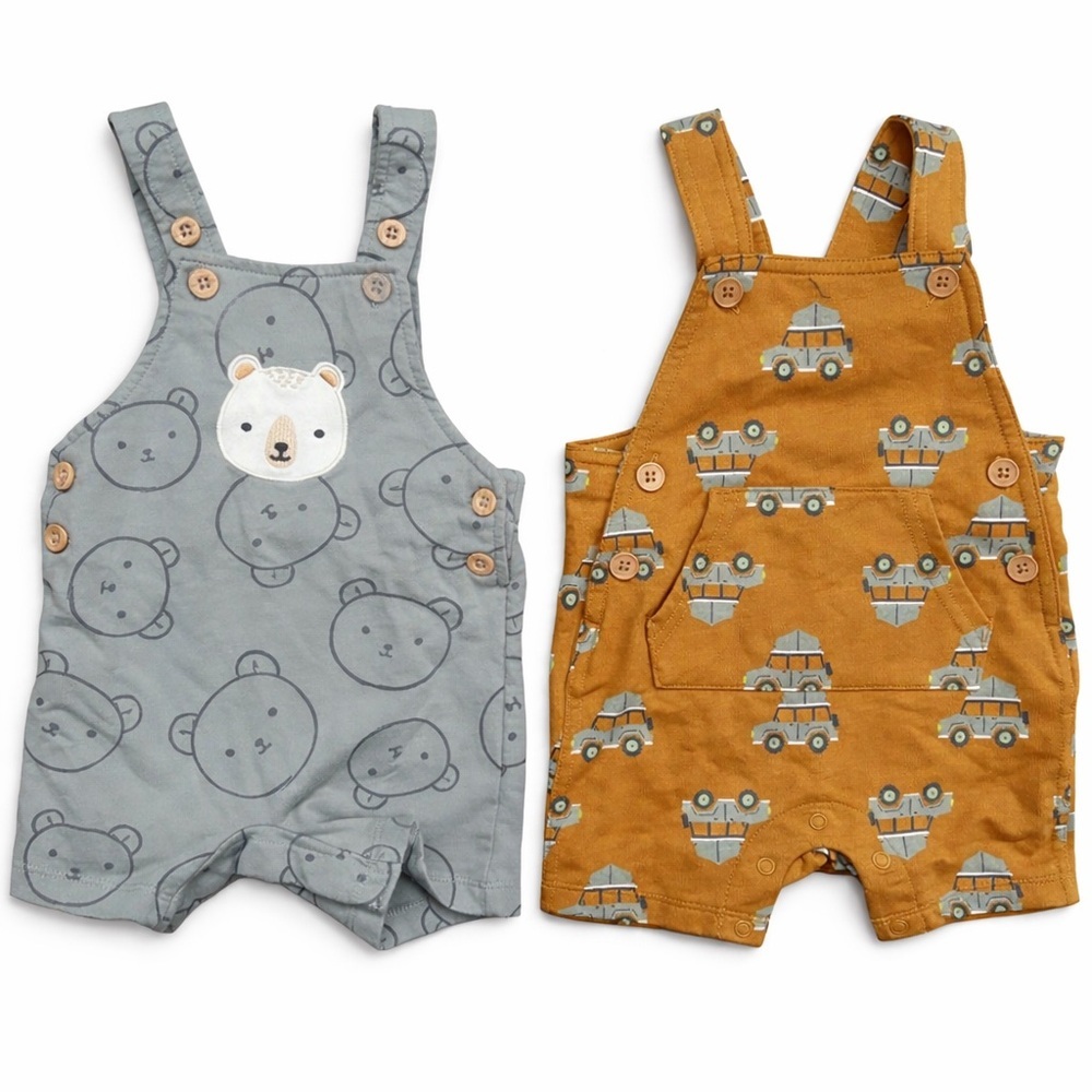 Baby Overalls Bundle Pekkle 6M + Joe Fresh 6–12M Bear & Truck Print